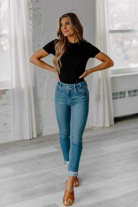 Kancan High-Waist Cuffed Denim