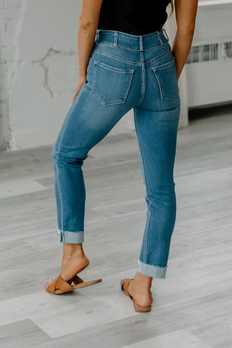 Kancan High-Waist Cuffed Denim