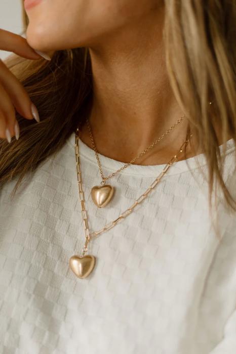 Puffy Heart Layered Necklace 