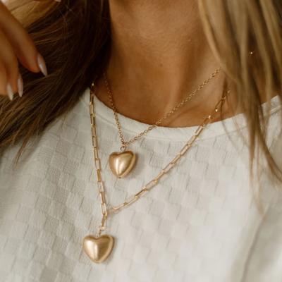 Puffy Heart Layered Necklace 