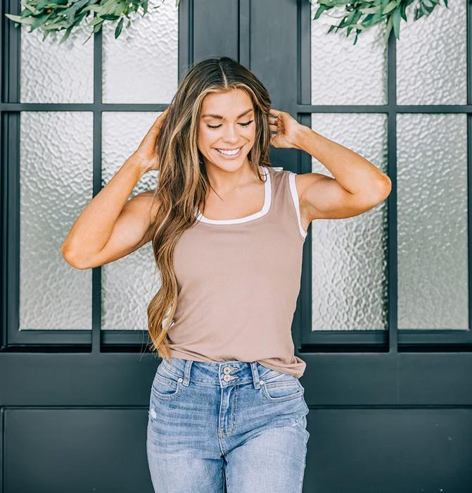 Claire Ribbed Colorblock Edge Tank Top