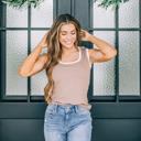  Claire Ribbed Colorblock Edge Tank Top