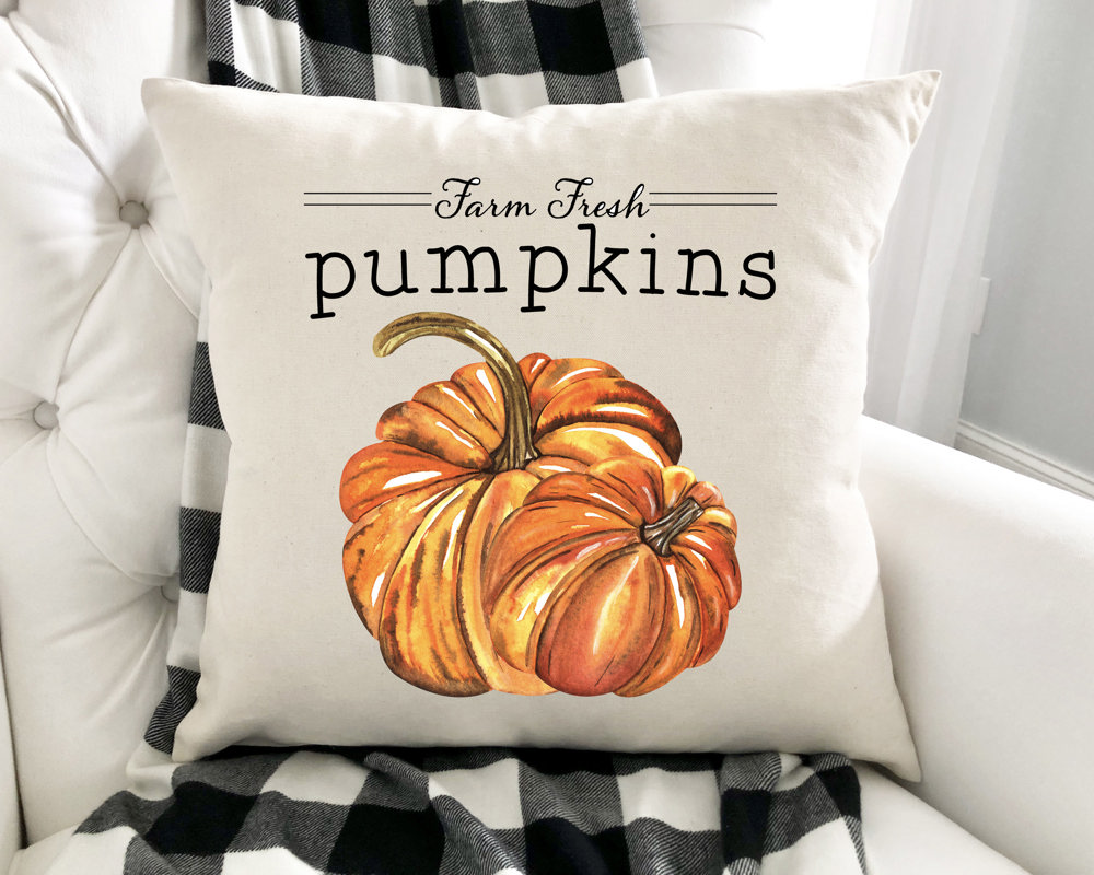 Orange Painted Pumpkins Pillow Cover 18x18 inch