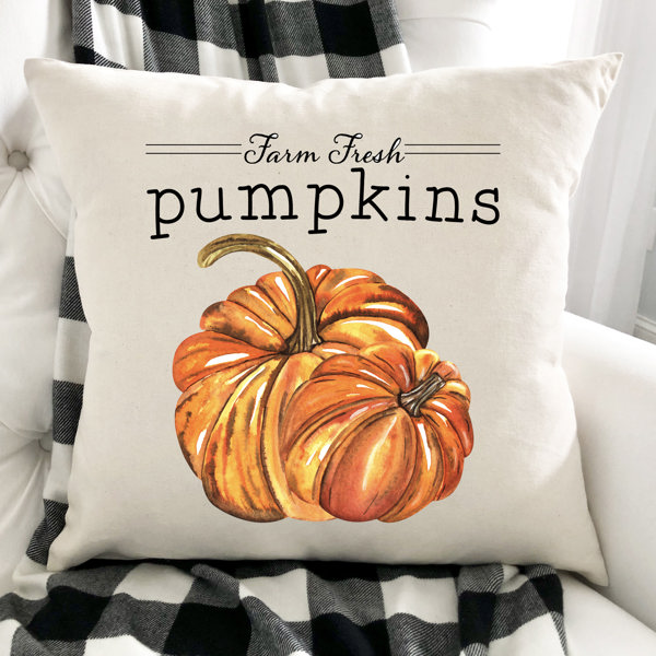 Orange Painted Pumpkins Pillow Cover 18x18 inch