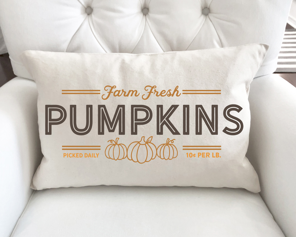 Farm Fresh Pumpkins Fall Pillow Cover 12x20 Inch