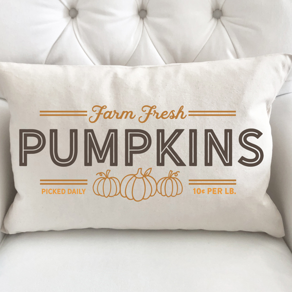 Farm Fresh Pumpkins Fall Pillow Cover 12x20 Inch