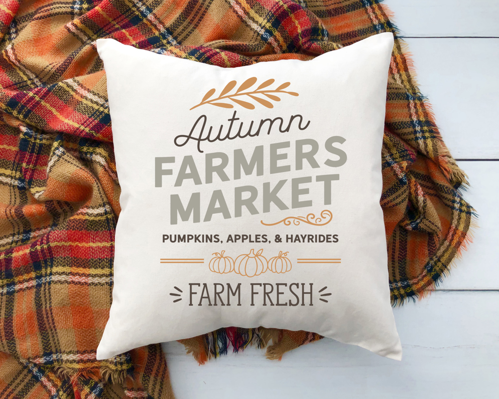 Autumn Farmers Market Pillow Cover 18x18 inch