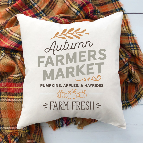 Autumn Farmers Market Pillow Cover 18x18 inch