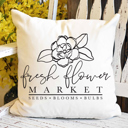  Fresh Flower Market Sketch Pillow Cover 18x18 inch