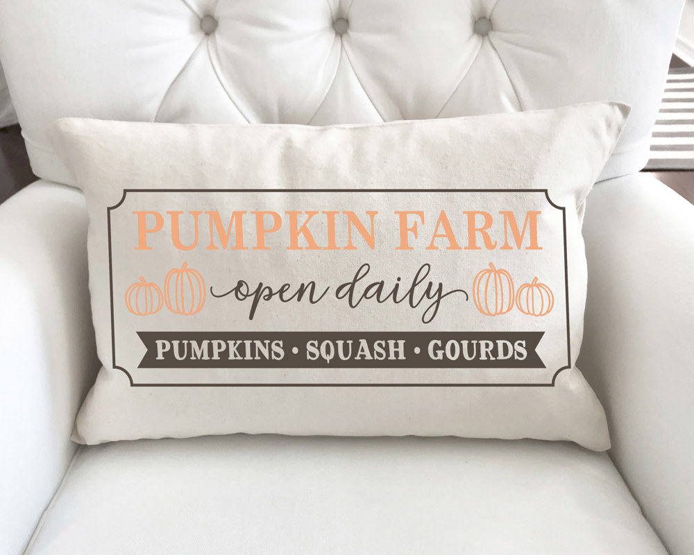 Pumpkin Farm Open Daily Pillow Cover 12x20 inch