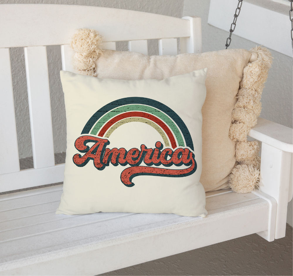 Retro America Pillow Cover 18x18 inch- Fourth of July