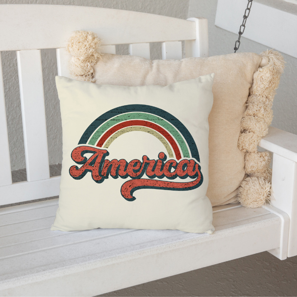 Retro America Pillow Cover 18x18 inch- Fourth of July