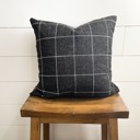  Black Window Pane with White Grid Woven Pillow Cover 18x18 inch