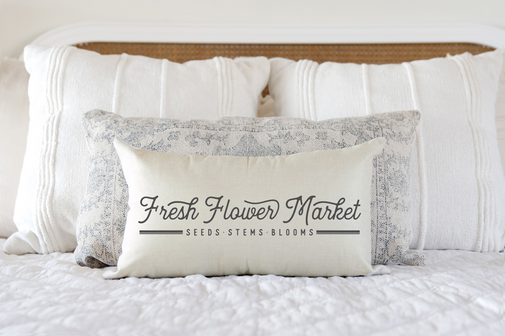 Fresh Flower Market Script- Pillow Cover 12x20 inch