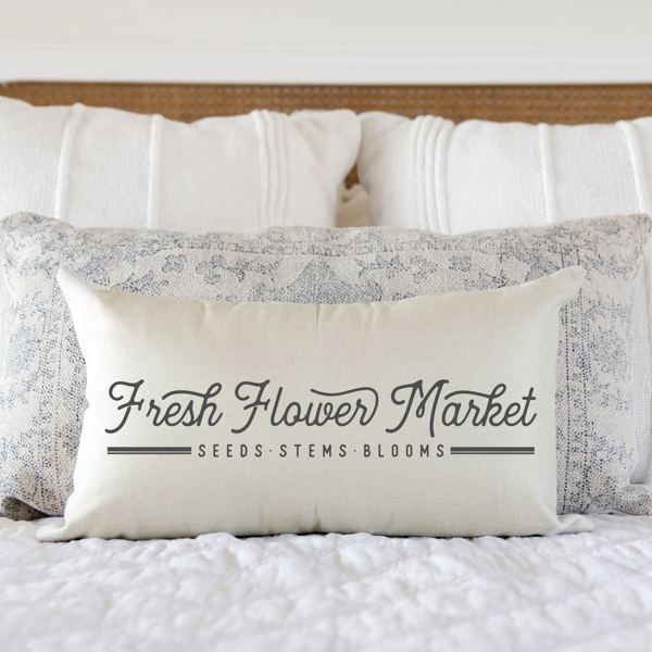 Fresh Flower Market Script- Pillow Cover 12x20 inch