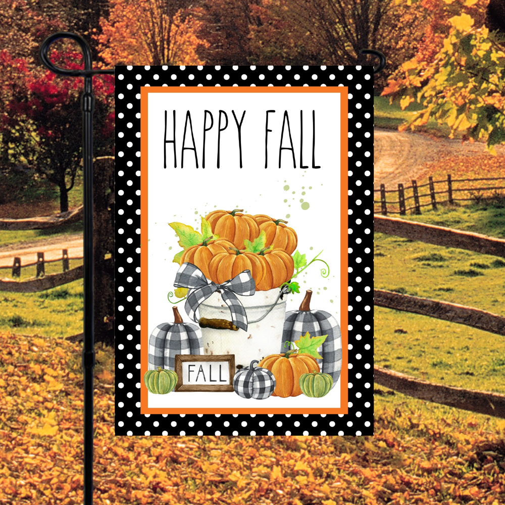 Happy Fall Polka Dot Garden Flag 12x18 inch