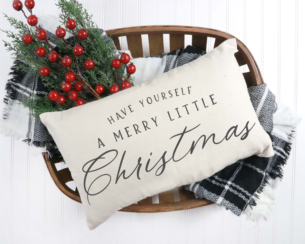 Merry Little Christmas Pillow Cover 12x20 inch