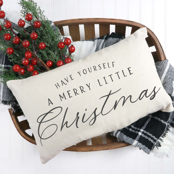 Merry Little Christmas Pillow Cover 12x20 inch