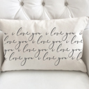  I Love You Pattern Charcoal Valentine's Day Pillow Cover 12x20