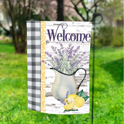 Lavender Welcome Garden Flag 12x18 inch