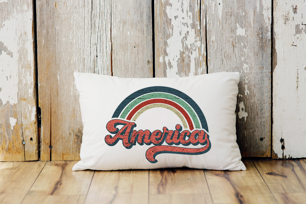 America Retro Pillow Cover 12x20 inch- Independence Day- Fourth of July