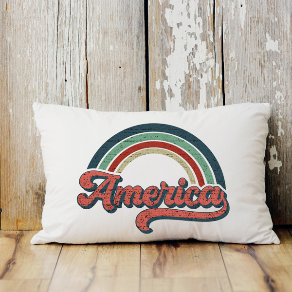 America Retro Pillow Cover 12x20 inch- Independence Day- Fourth of July