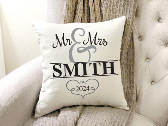 Mr. and Mrs. Customizable Pillow Cover 18x18