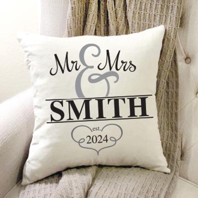 Mr. and Mrs. Customizable Pillow Cover 18x18