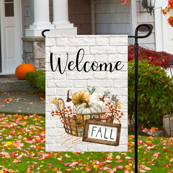 Fall Basket Garden Flag 12x18 inch