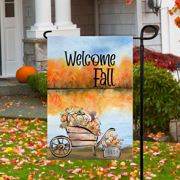 Welcome Fall Lake Garden Flag 12x18 inch