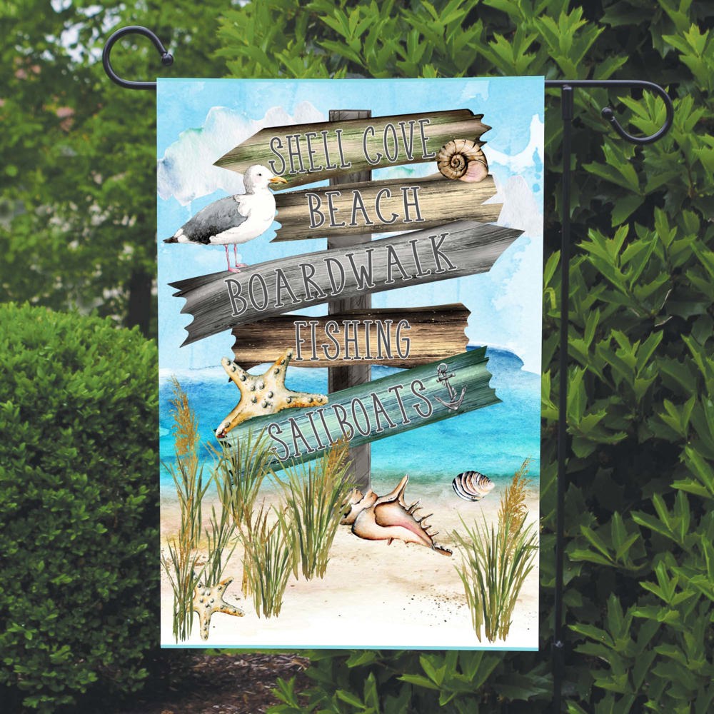 Beach Signs Garden Flag 12x18 inch