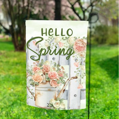 Hello Spring Fence Garden Flag 12x18 inch