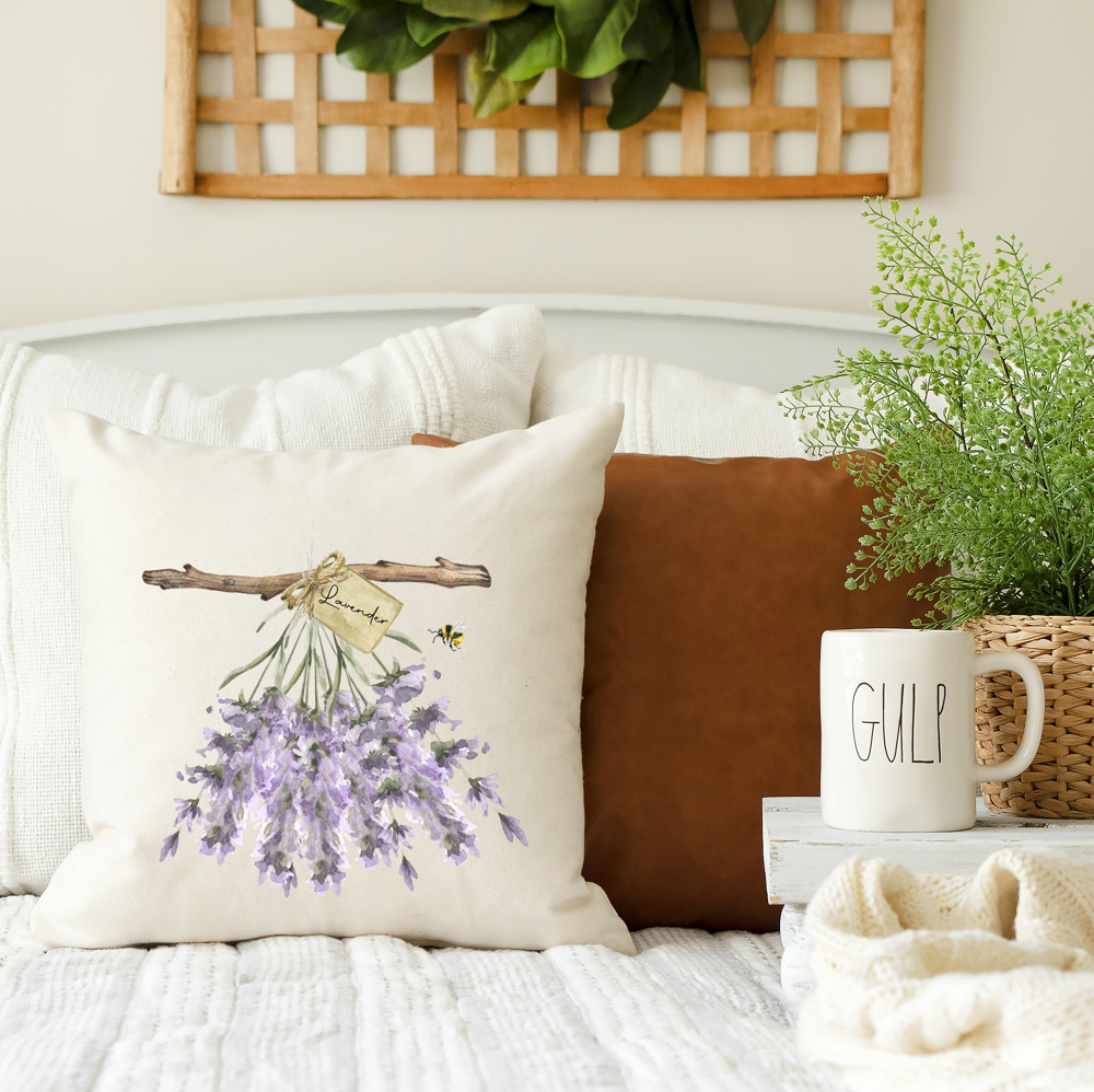 Hanging Lavender- Spring Pillow Cover 18x18 inch