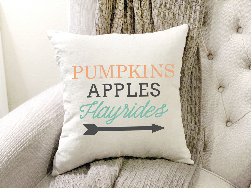 Pumpkins Apples Hayrides Pillow Cover 18x18 inch