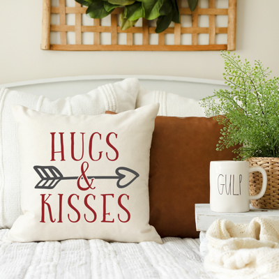 Hugs and Kisses Valentine's Day Pillow Cover 18x18