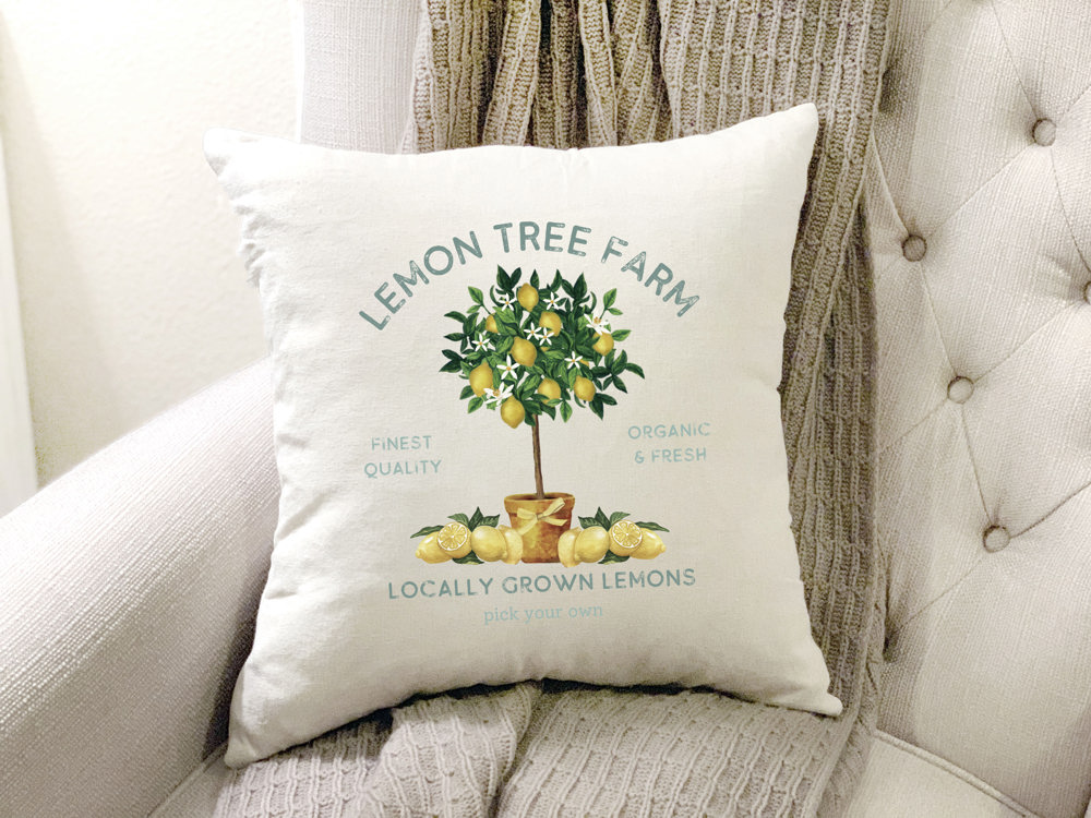 Lemon Tree- Summer Pillow Cover 18x18 inch