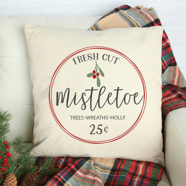 Fresh Cut Mistletoe Pillow Cover 18X18 inch