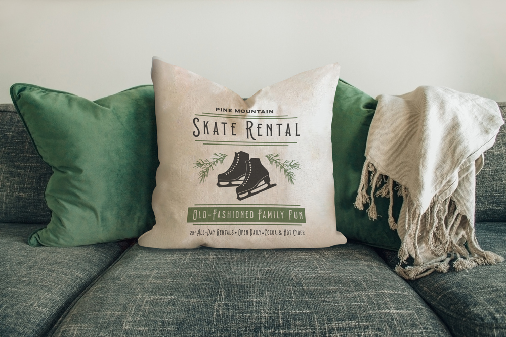 Skate Rental Pillow Cover 18x18 inch