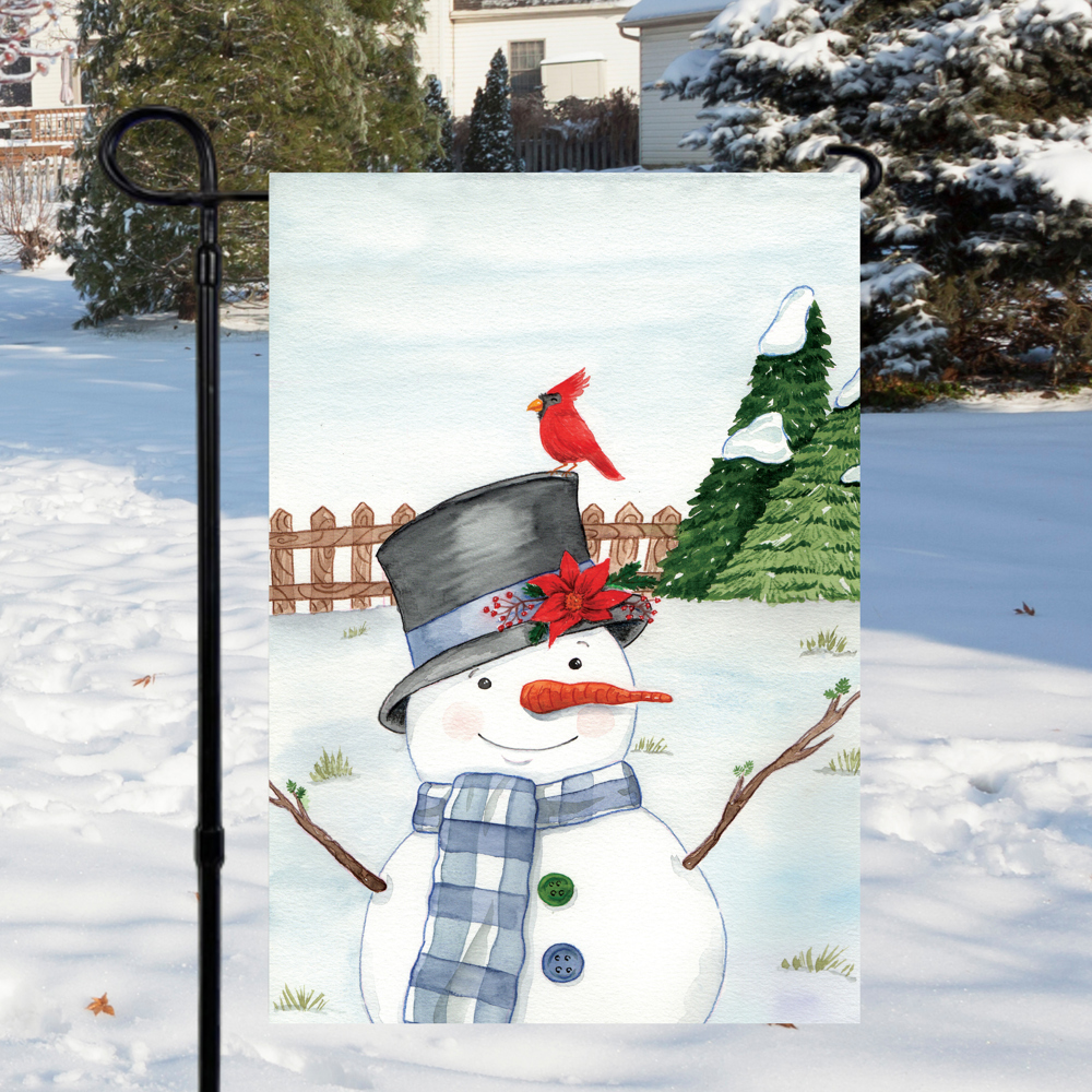 Snowman Winter Garden Flag 12x18 inch