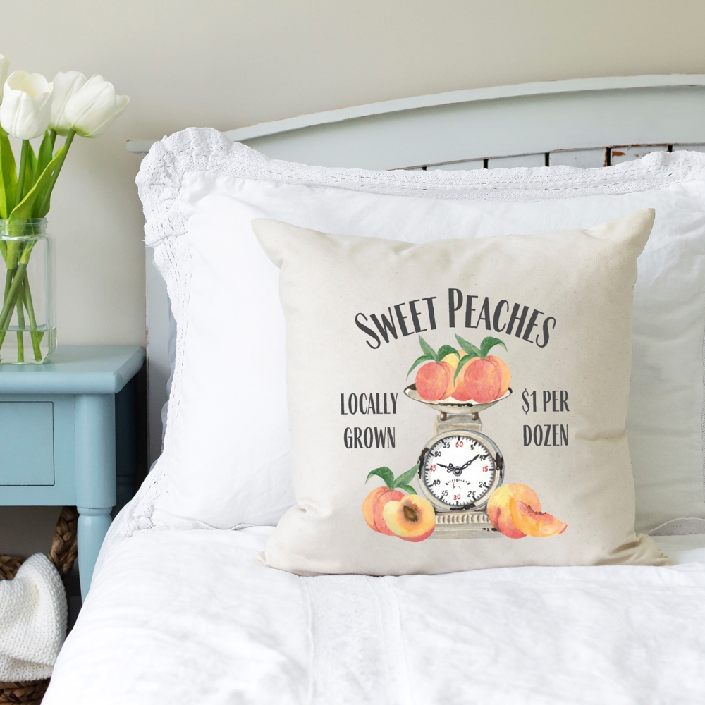 Sweet Peaches- Summer Pillow Cover 18x18 inch