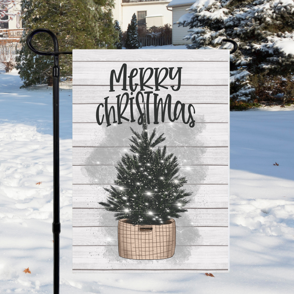 Tree In Basket Christmas Garden Flag 12x18 inch