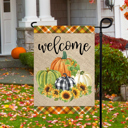  Welcome Orange Plaid Garden Flag 12x18 inch