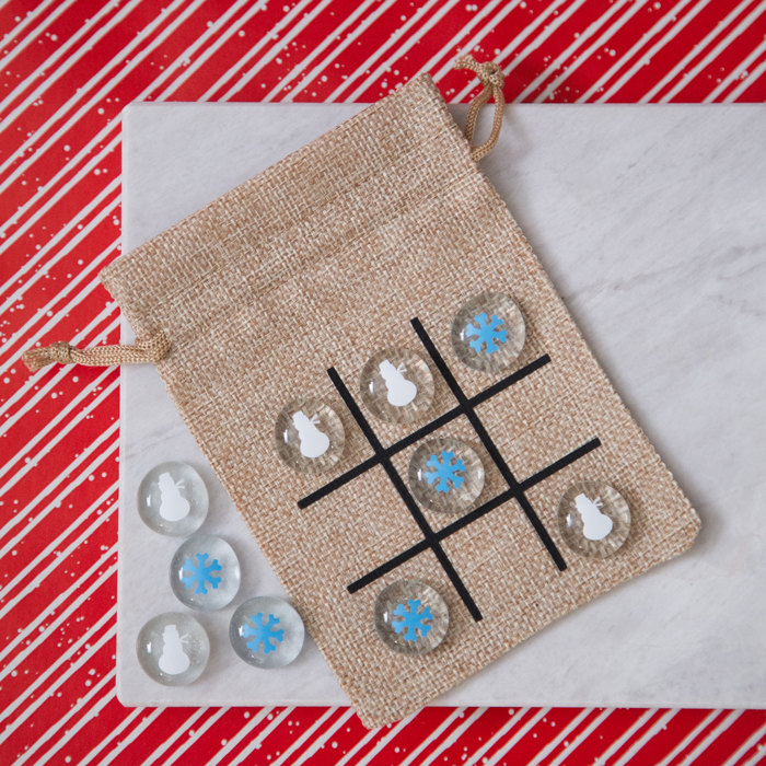 Christmas Tic Tac Toe Game: Snowman & Snowflake | Stocking Stuffer or Gift | Set of 2
