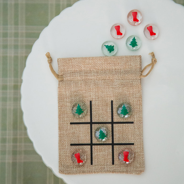 Christmas Stocking Stuffer or Gift | Tic Tac Toe Game: Trees and Stockings | Set of 2