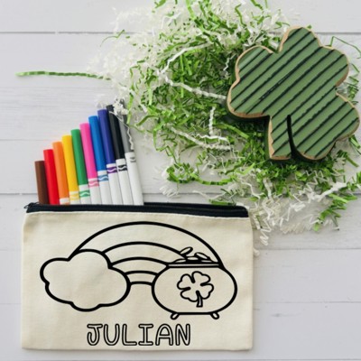 St. Patrick's Day Gift for Kids - Personalized Color Your Own Bag Activity Kit with Markers