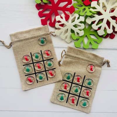 Christmas Stocking Stuffer or Gift | Tic Tac Toe Game: Trees and Stockings | Set of 2