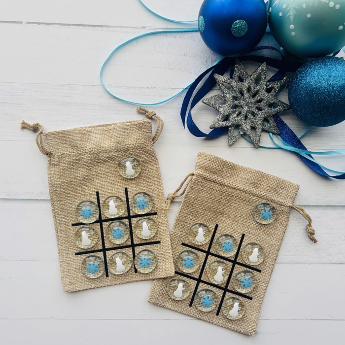 Christmas Tic Tac Toe Game: Snowman & Snowflake | Stocking Stuffer or Gift | Set of 2