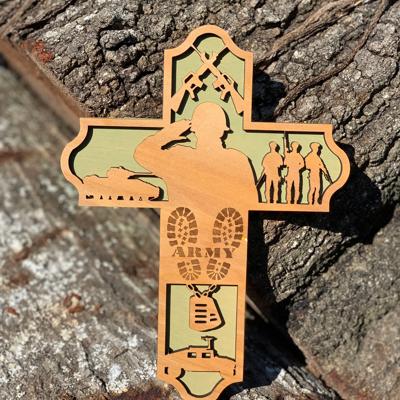 Laser-Cut & Engraved Wooden Army Cross