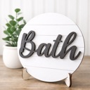  Bath Sign Bathroom Decor | Farmhouse Bathroom Sign | Round Wood Bath Sign | Bathroom Shelf Decor | Rustic Modern Bathroom Decoration