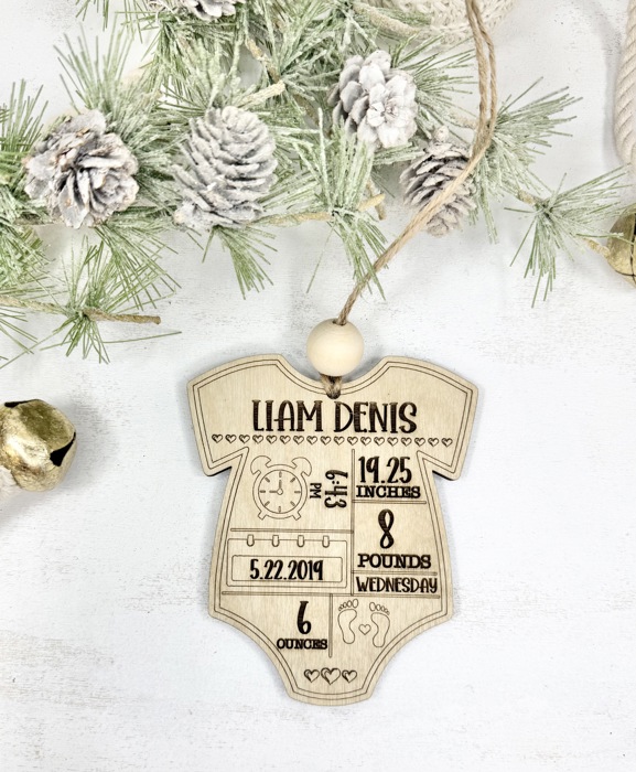 Birth Stat Ornament,Personalized Baby Birth Stat Ornaments, Baby’s First Christmas Ornament, Newborn Baby Keepsake Ornament